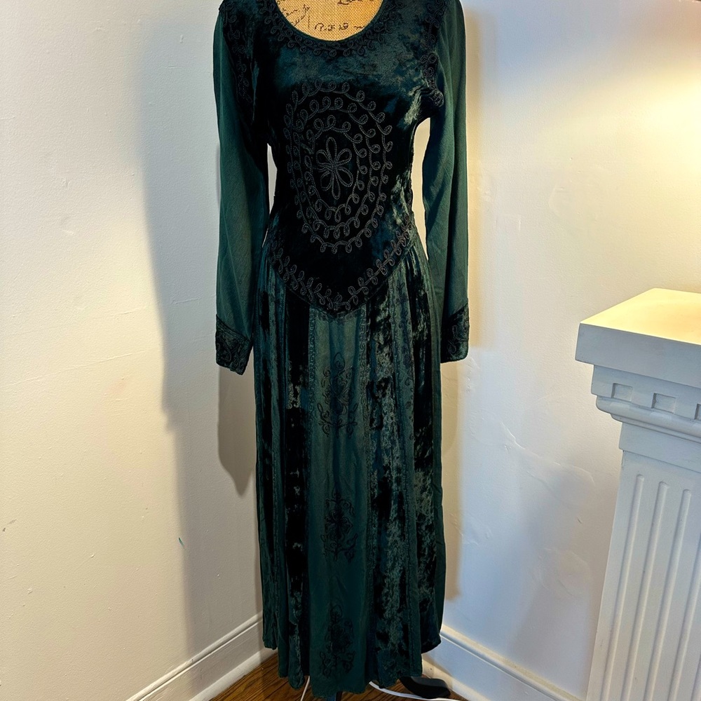 Dark Green Velvet Dress Small